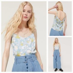 3/$25 Urban Outfitters Silky Satin Floral Square Neck Cowl Back Cami size Small